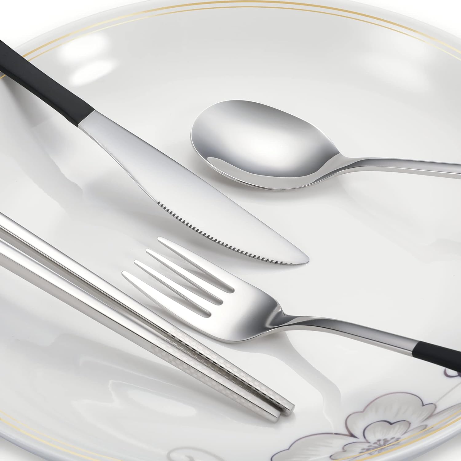 Travel cutlery set, Stainless Steel Cutlery, Reusable utensils set with case, Portable Silverware -18/8 Travel cutlery set, Stainless Steel Cutlery, Reusable utensils set with case, Portable Silverware -18/8